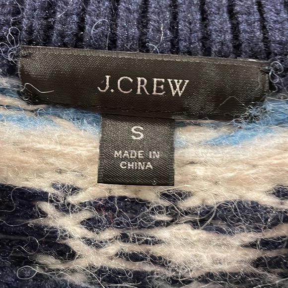 J. Crew Fair Isle Alpaca Sweater Navy Blue Small - Picture 6 of 8